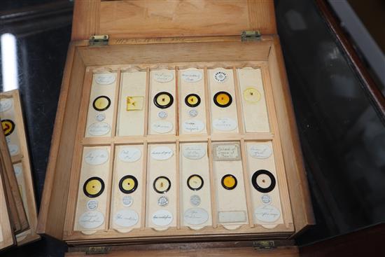 Two cases of scientific microscope slides many by Dareston, Birmingham